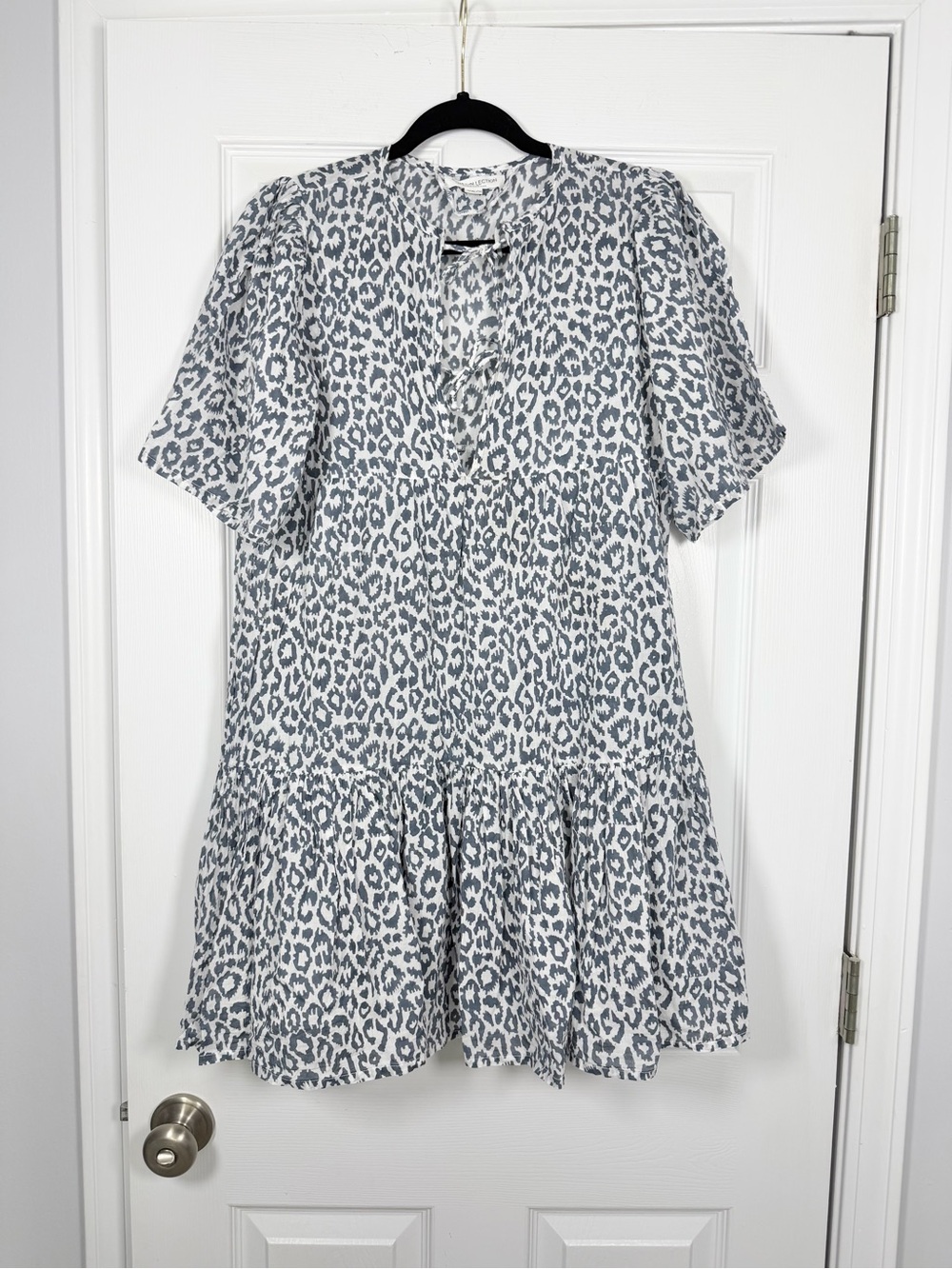 Emerson Fry India Collection Size XS/S • White Gray Isla Leopard Boho Mini Dress